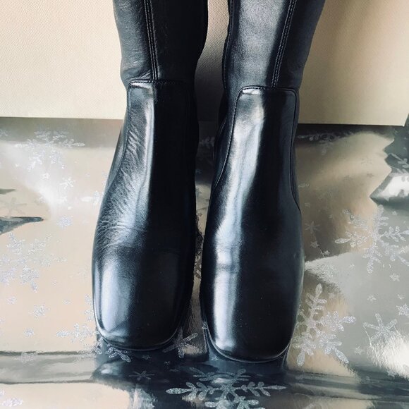 NEW Prada Women heeled leather Boots Black   Size 38.5 Made in Italy  New w Box - Picture 7 of 16